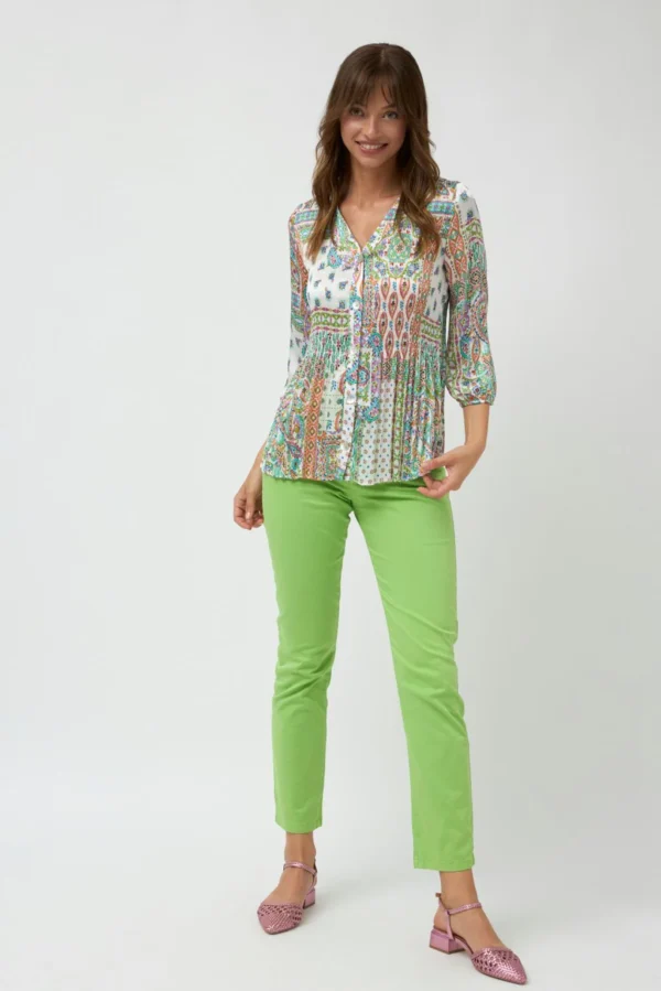 Camisa estampado floral verde agua - Imagen 2