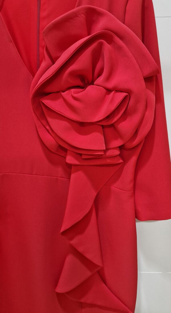 Vestido detalle maxi flor rojo - Imagen 3