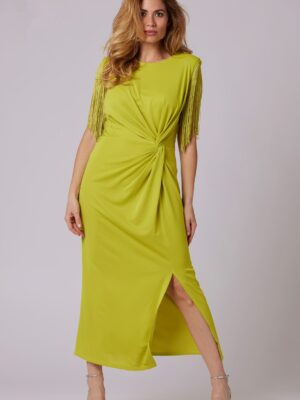 Vestido detalle flecos hombros lima
