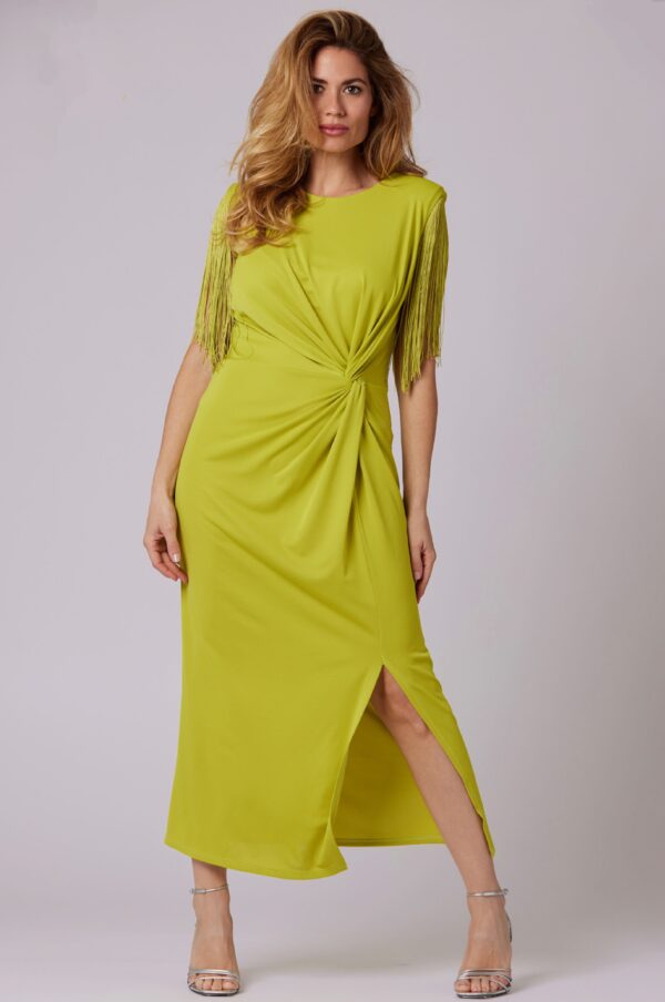 Vestido detalle flecos hombros lima