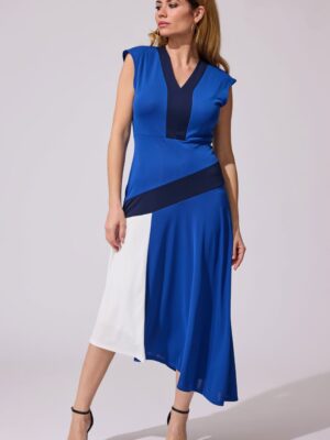 Vestido midi asimétrico tricolor
