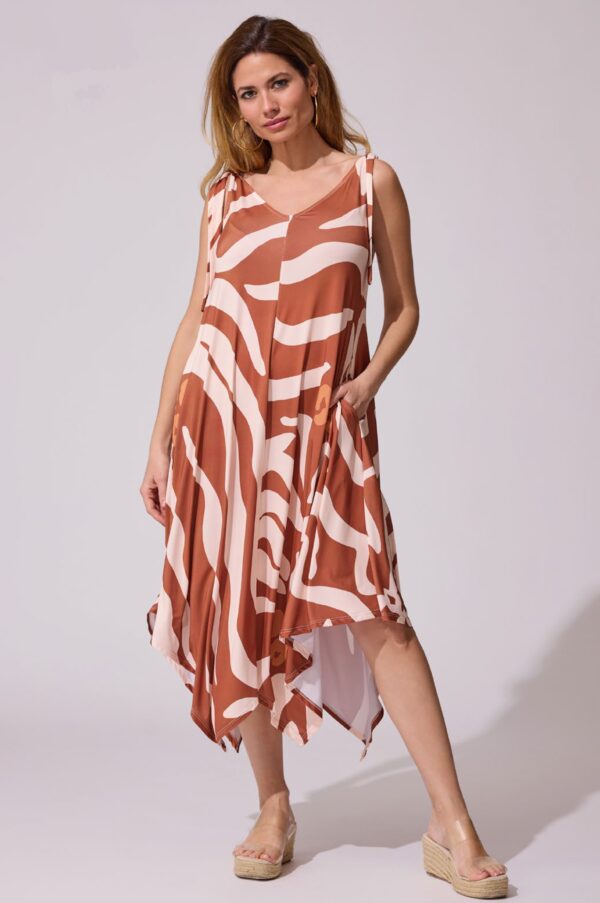 Vestido estampado cebra marrón picos