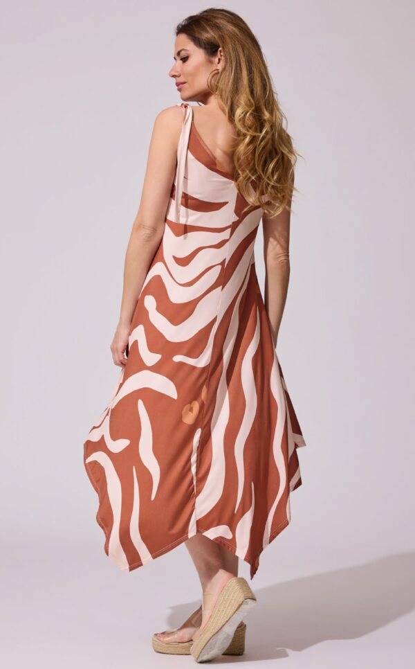 Vestido estampado cebra marrón picos - Imagen 2