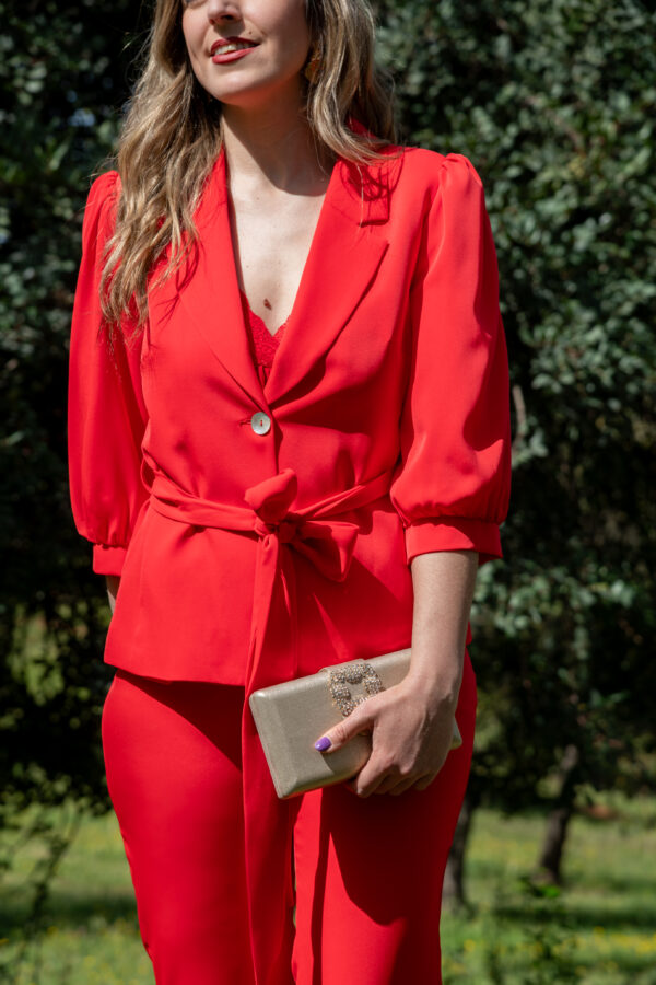 Conjunto chaqueta y pantalón mangas abullonadas y lazo - Imagen 6