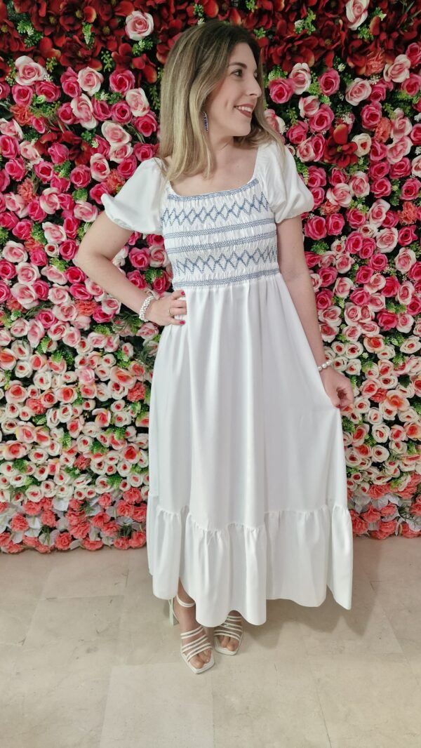 Vestido largo cuerpo goma cenefa rombos - Imagen 4