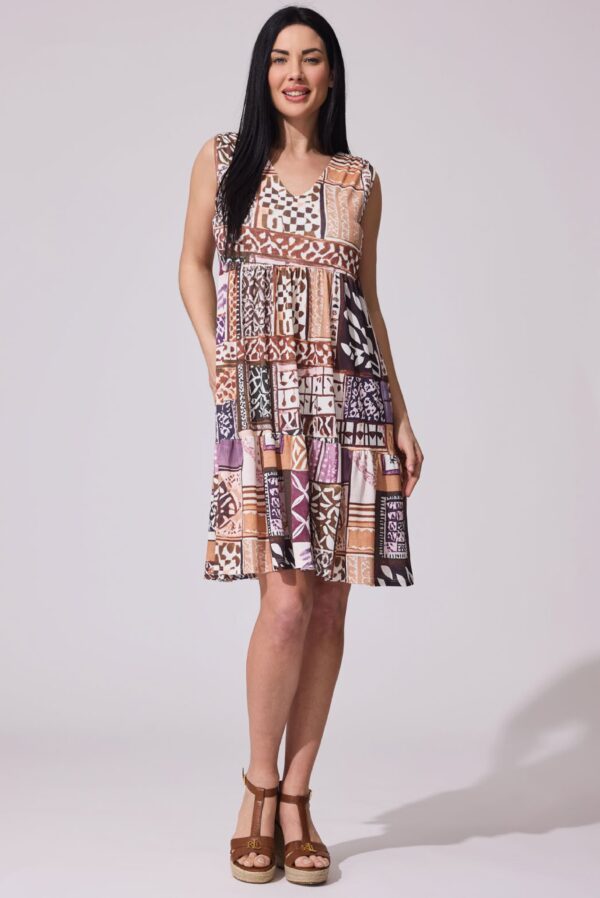 Vestido estampado patchwork tonos tierra