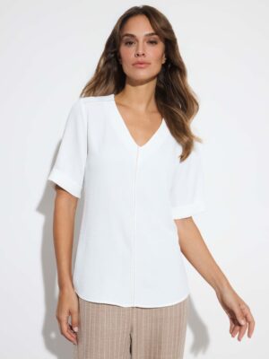 Blusa detalle costura hombros y frontal blanca