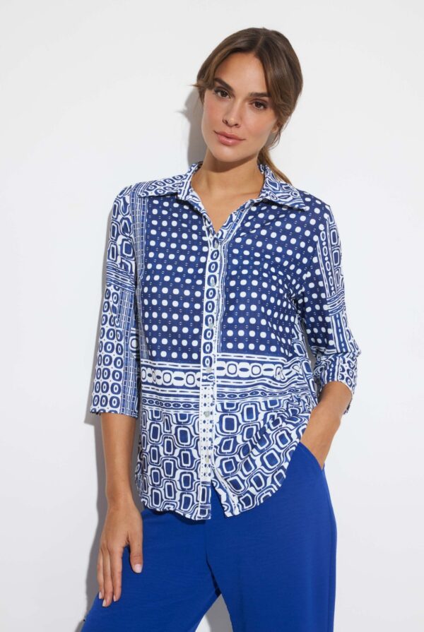 Camisa estampado cuadros azul y blanco