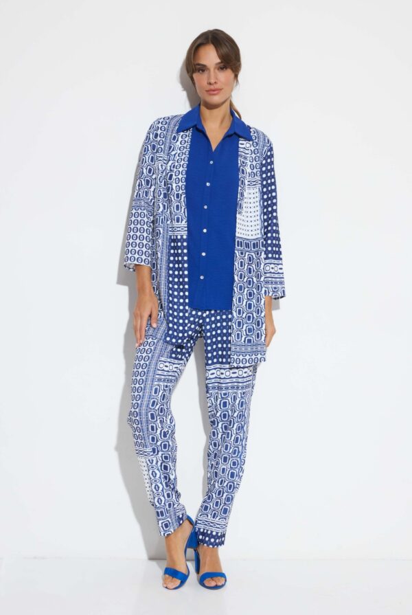 Conjunto rebeca y pantalón estampado cuadros azul y blanco