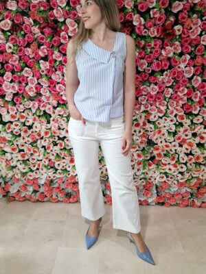 Blusa rayas celeste asimétrica