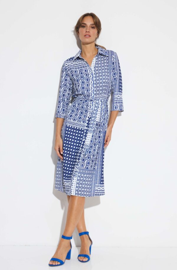 Vestido camisero estampado cuadros azul y blanco