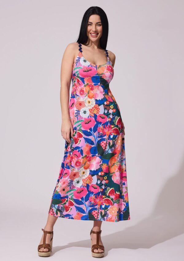 Vestido estampado frutal tirantes