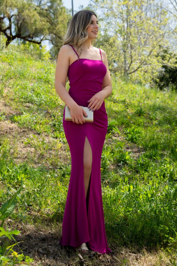 Vestido largo espalda trenzada buganvilla