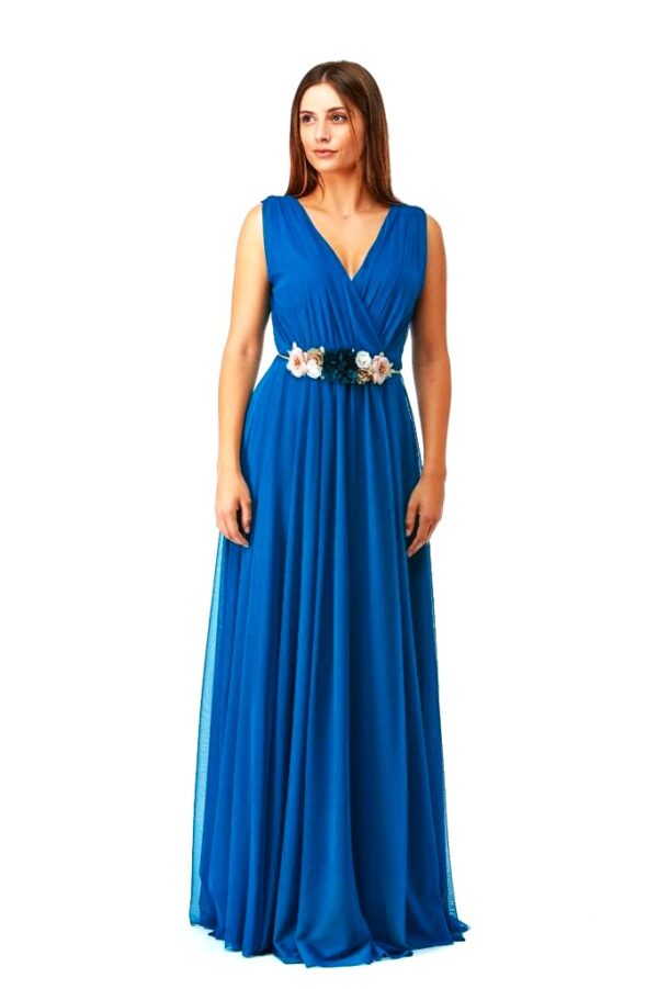 Vestido largo tul mangas tipo capa largas - Imagen 2