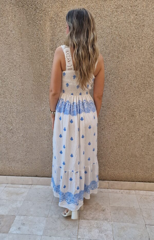 Vestido combinado crochet y bordados largo - Imagen 3