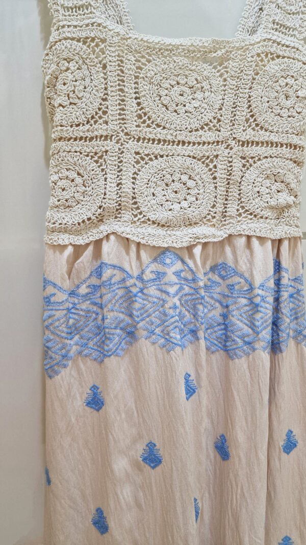 Vestido combinado crochet y bordados largo - Imagen 6