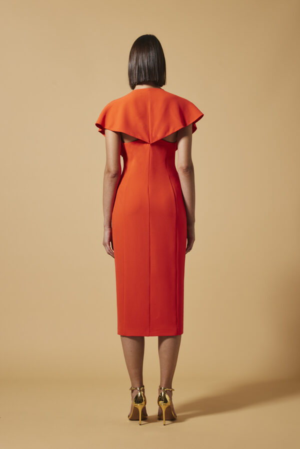 Vestido mangas corte capa naranja - Imagen 3