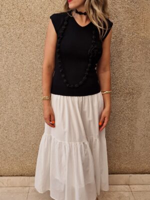 Vestido combinado punto blanco y negro
