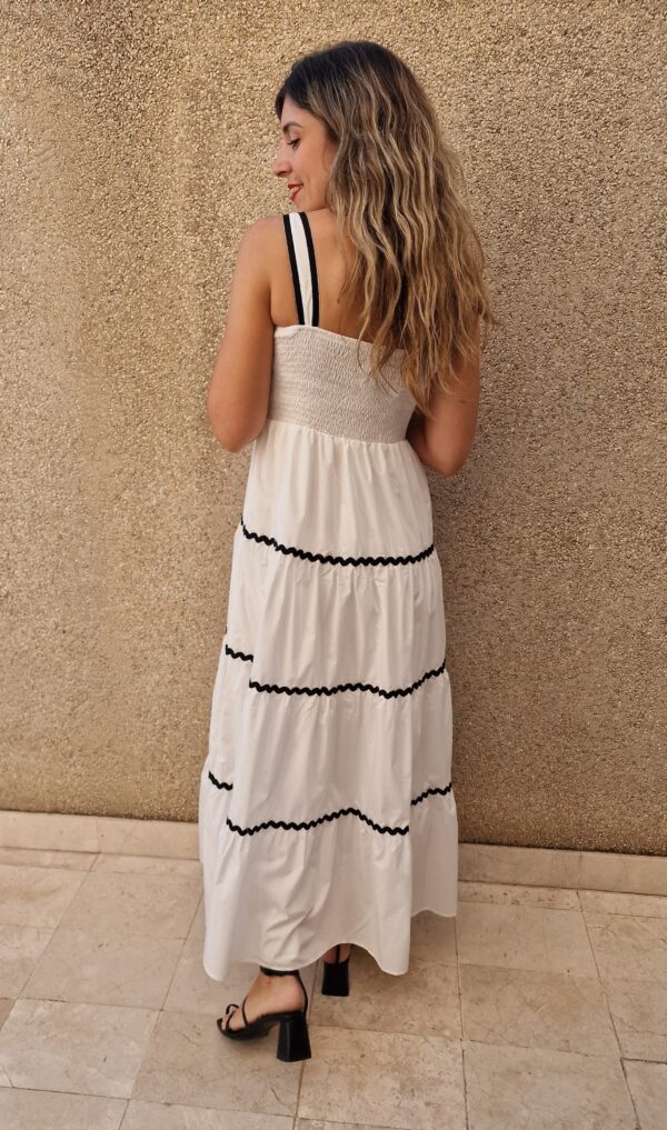 Vestido blanco lazo escote y detalle puntilla - Imagen 3