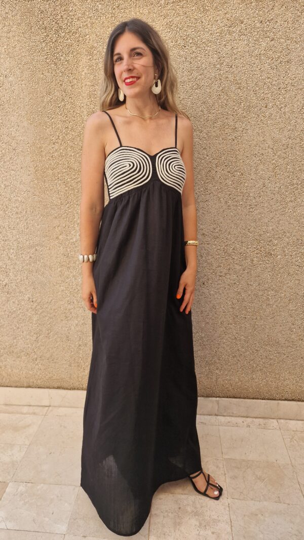 Vestido detalle cuerdas trenzadas escote tirantes - Imagen 4