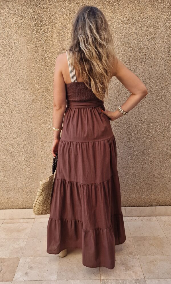 Vestido detalle cuerdas trenzadas escote halter con cinturón - Imagen 4