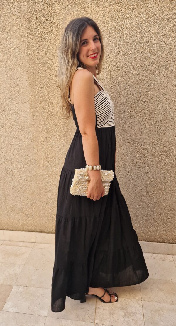 Vestido detalle cuerdas trenzadas escote halter con cinturón - Imagen 7