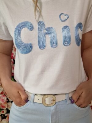 Camiseta Chic relieve celeste