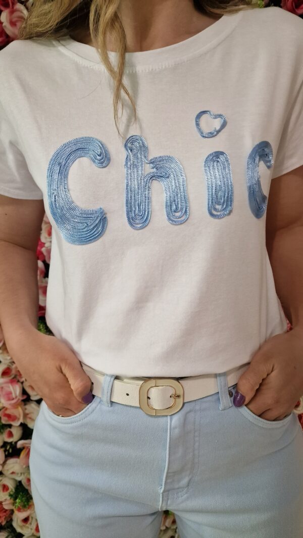Camiseta Chic relieve celeste