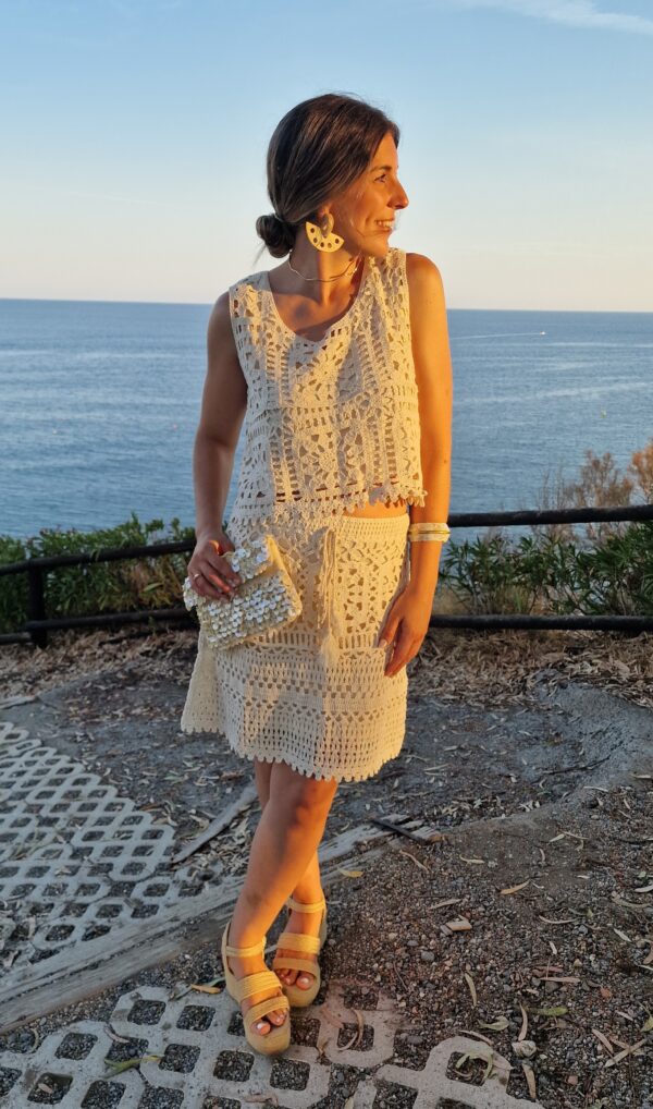 Conjunto top y falda crochet recto - Imagen 2