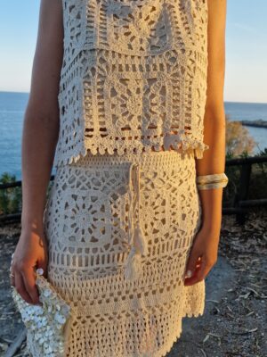 Conjunto top y falda crochet recto