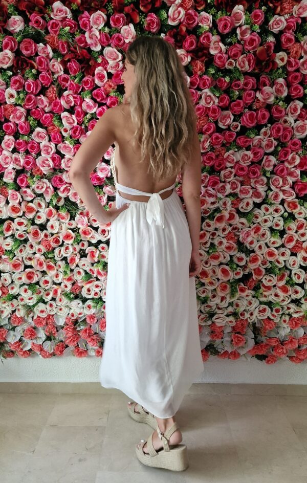 Vestido escote abalorios atado al cuello - Imagen 3