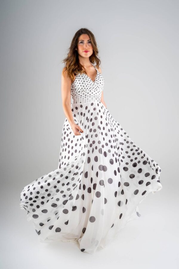 Vestido largo gasa lunares - Imagen 2