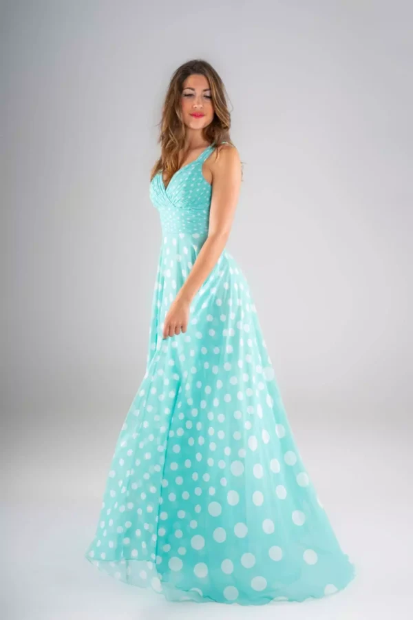 Vestido largo gasa lunares - Imagen 3