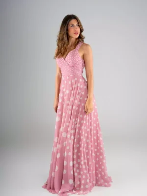Vestido largo gasa lunares