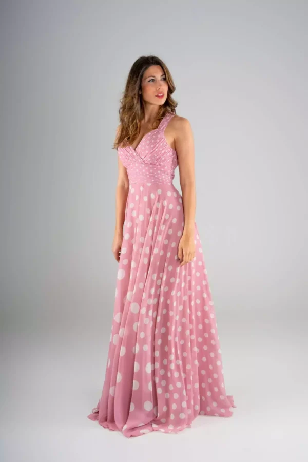 Vestido largo gasa lunares