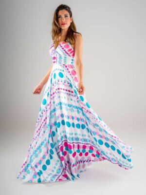 Vestido largo gasa lunares grandes