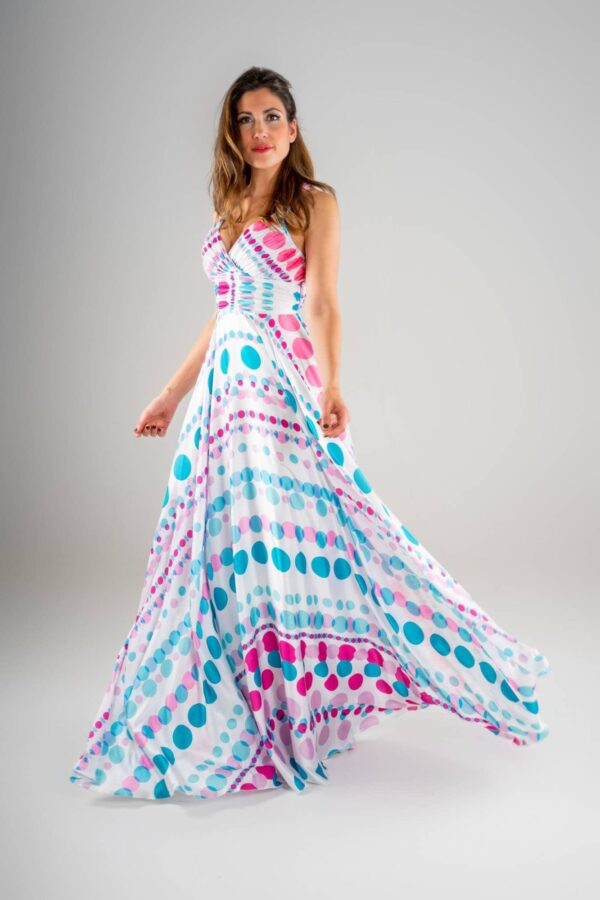 Vestido largo gasa lunares grandes
