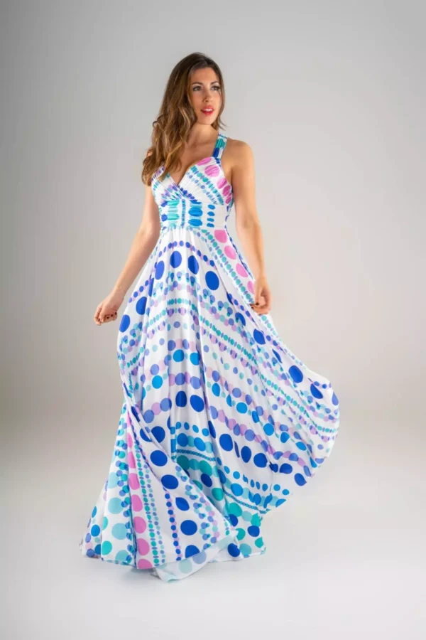 Vestido largo gasa lunares grandes - Imagen 2