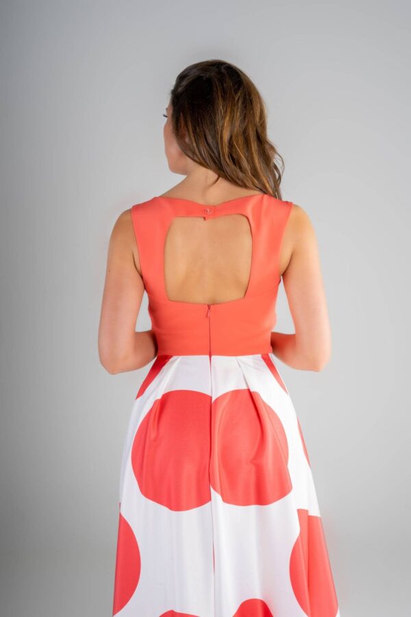 Vestido largo raso falda lunares - Imagen 2