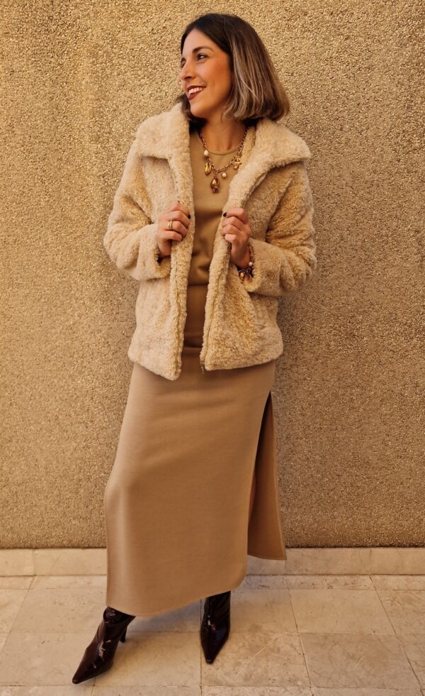 Chaqueta de pelo detalle chaleco enguatado con capucha desmontable - Imagen 3
