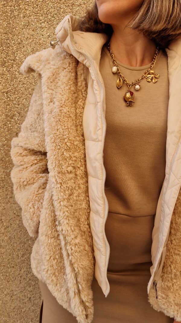 Chaqueta de pelo detalle chaleco enguatado con capucha desmontable - Imagen 5