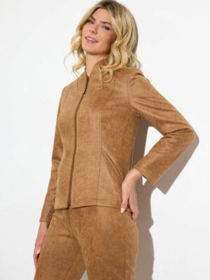 Conjunto chaqueta y pantalón antelina estructura negro