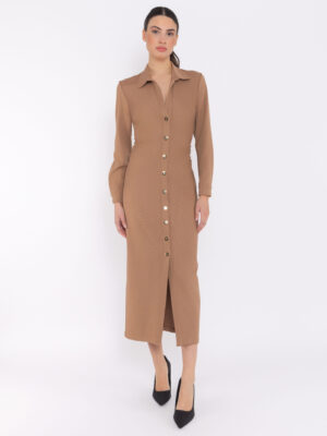Vestido camisero botones dorados crudo