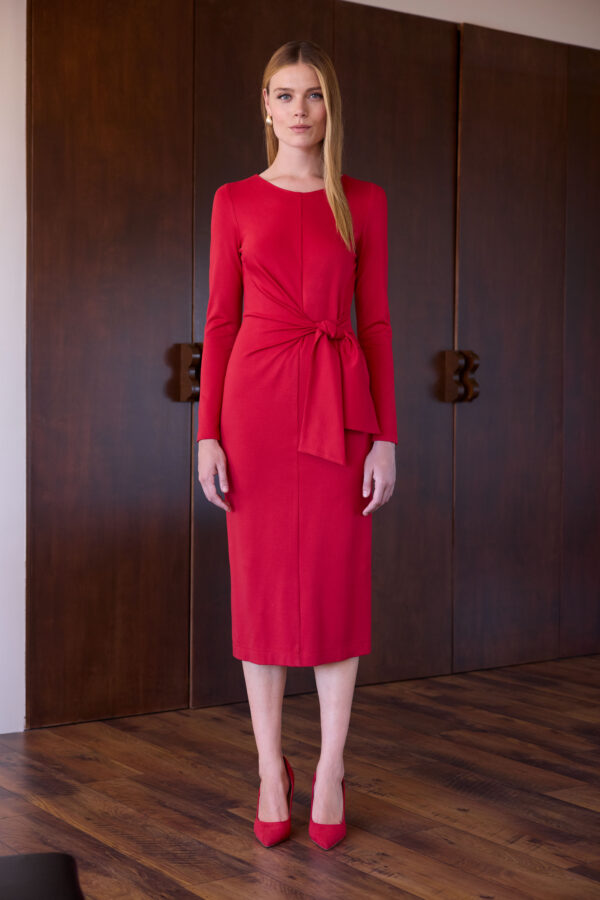 Vestido lazada cintura rojo
