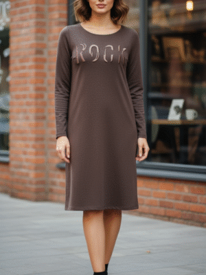 Vestido punto con bolsillos Rock marrón oscuro
