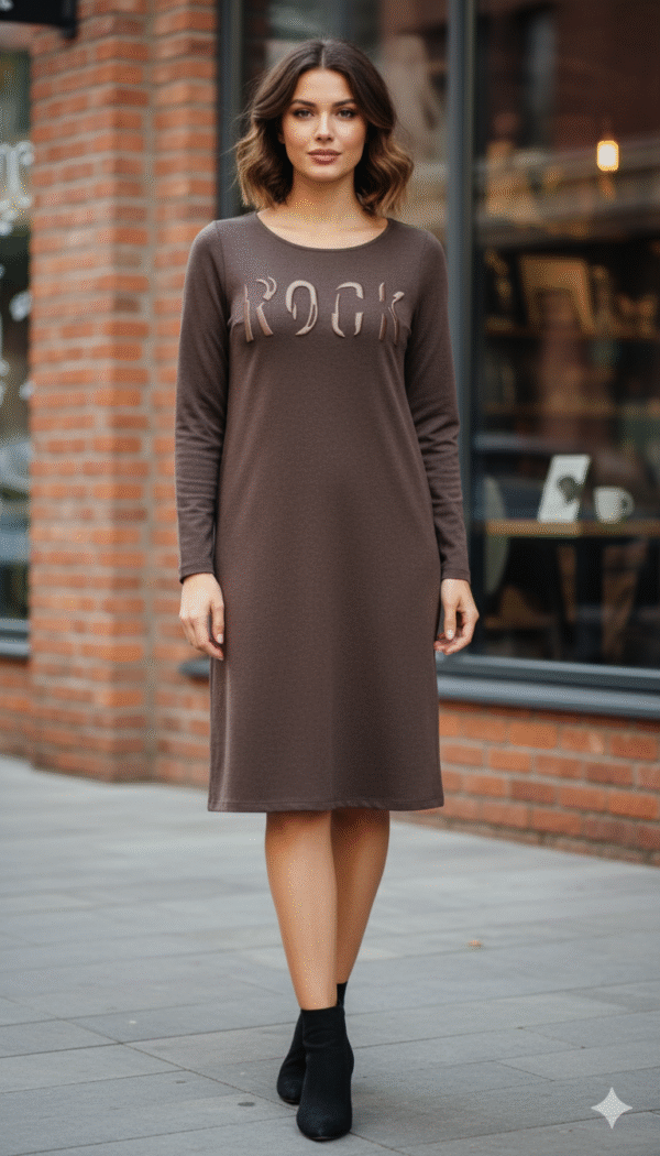 Vestido punto con bolsillos Rock marrón oscuro