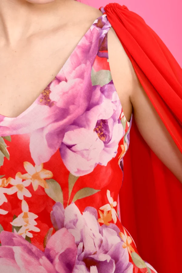 Vestido gasa tirantes detalle foulard estampado floral - Imagen 5