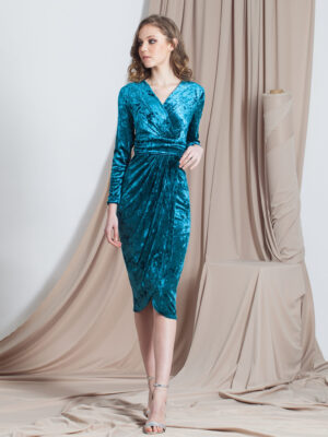 Vestido terciopelo cruzado rosa nude