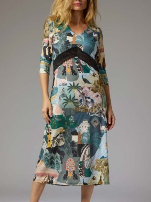 Vestido estampado animales detalle puntilla