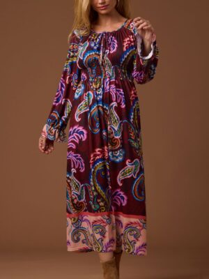 Vestido estampado cachemir multicolor midi